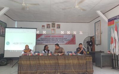 Rapat Pemanfaatan Data Kependudukan dengan perangkat Daerah Kabupaten Lampung Utara terkait dan desa-desa Lokasi Program Smart Village se-Kabupaten Lampung Utara